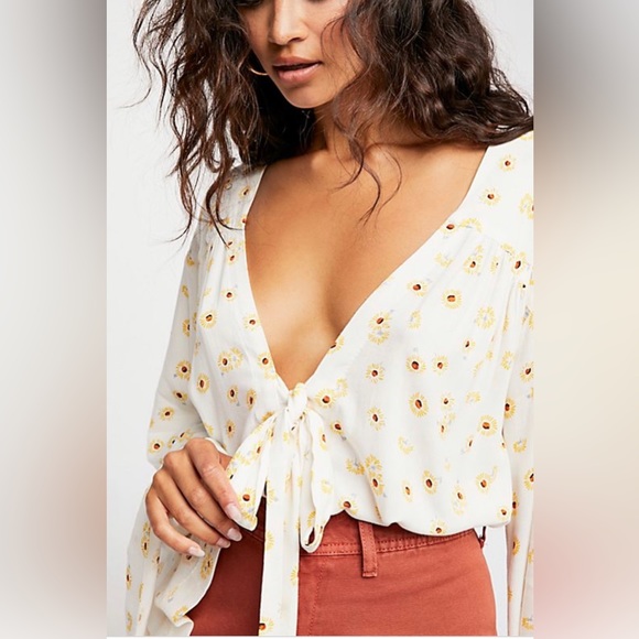 Free people tie front blouse - Picture 1 of 2